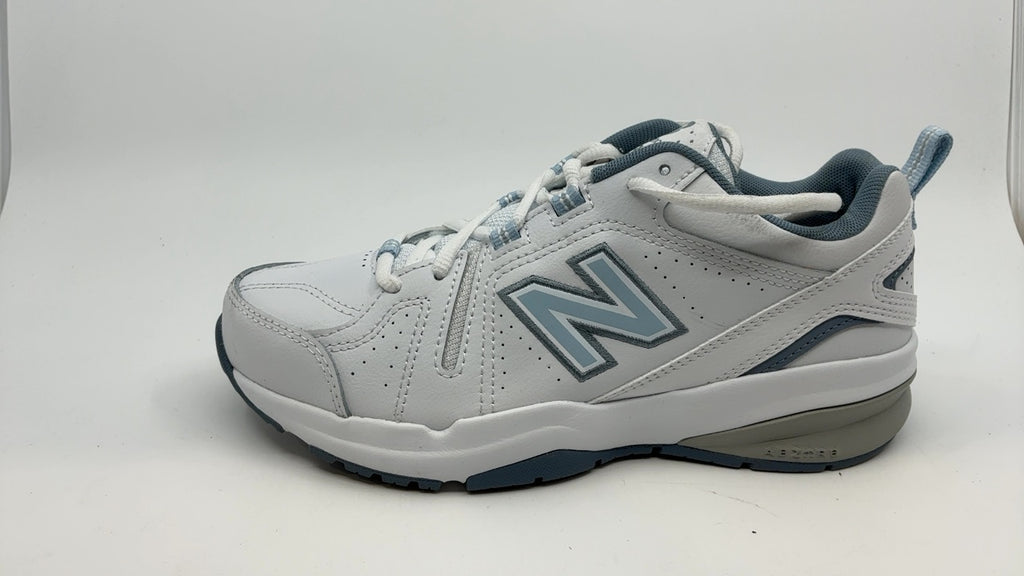 New Balance Women's 608 V5 Casual Sneakers, White/Light Blue, Size 6.5 W