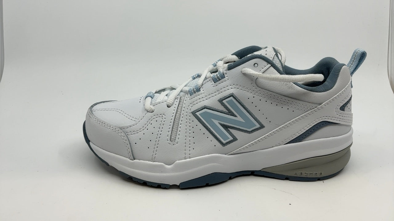 New Balance Women's 608 V5 Casual Sneakers, White/Light Blue, Size 6.5 W