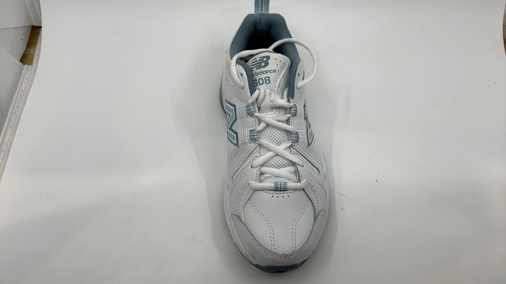 New Balance Women's 608 V5 Casual Sneakers, White/Light Blue, Size 6.5 W