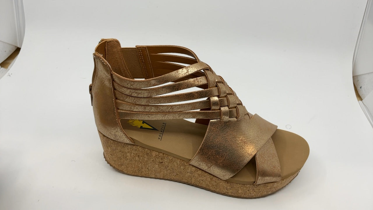 VOLATILE Women's Midsummer Wedge Sandal, Gold, 7 - Image 2