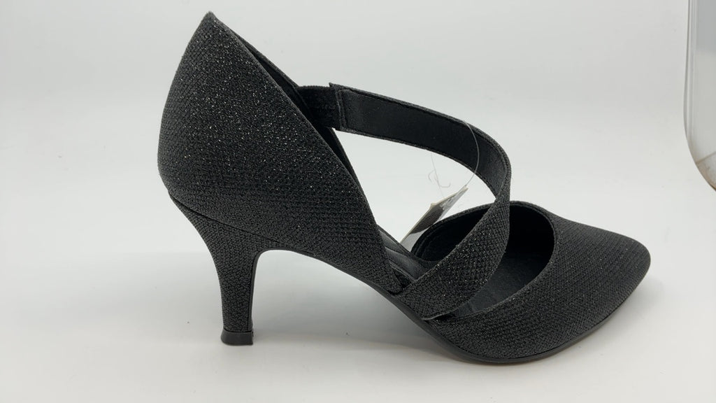 mysoft Women's Pumps Shoes Pointed Toe Kitten Low Heels Stiletto Ankle Strap Closed Toe Wedding Party Dress Sandals Black Glitter - Image 2