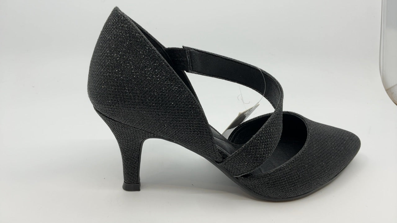 mysoft Women's Pumps Shoes Pointed Toe Kitten Low Heels Stiletto Ankle Strap Closed Toe Wedding Party Dress Sandals Black Glitter - Image 2