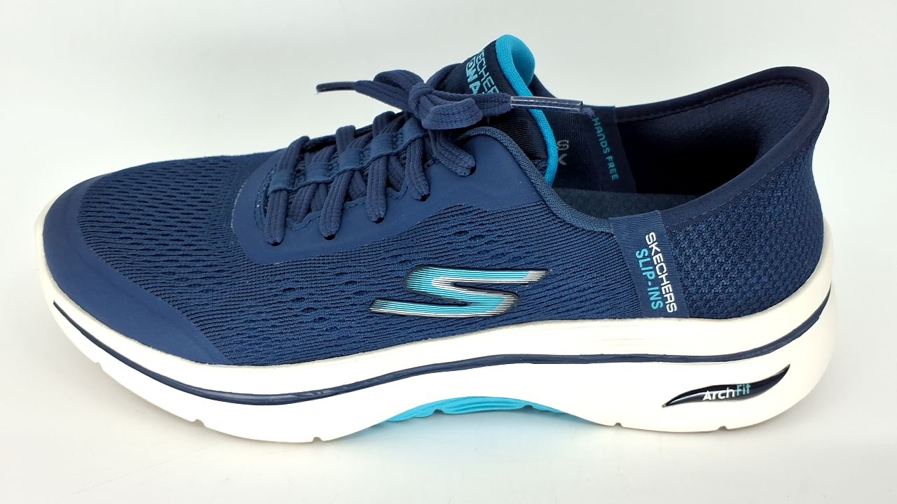 Skechers Women's Go Walk Arch Fit 2.0 Valencia Hands Free Slip-Ins Sneaker, Navy/Aqua, 7 - Image 3