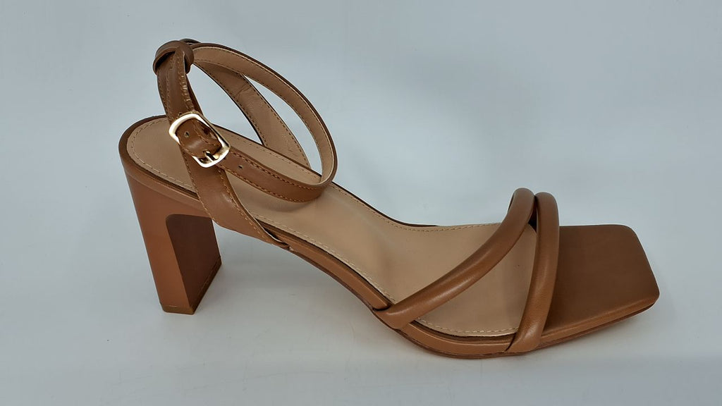 LULLASONG Tan Heels Womens Strappy Heeled Sandals Square Open Toe Chunky High Heels Strappy Ankle Buckle Pump Sandals Sexy Dress Party Shoes - Image 2