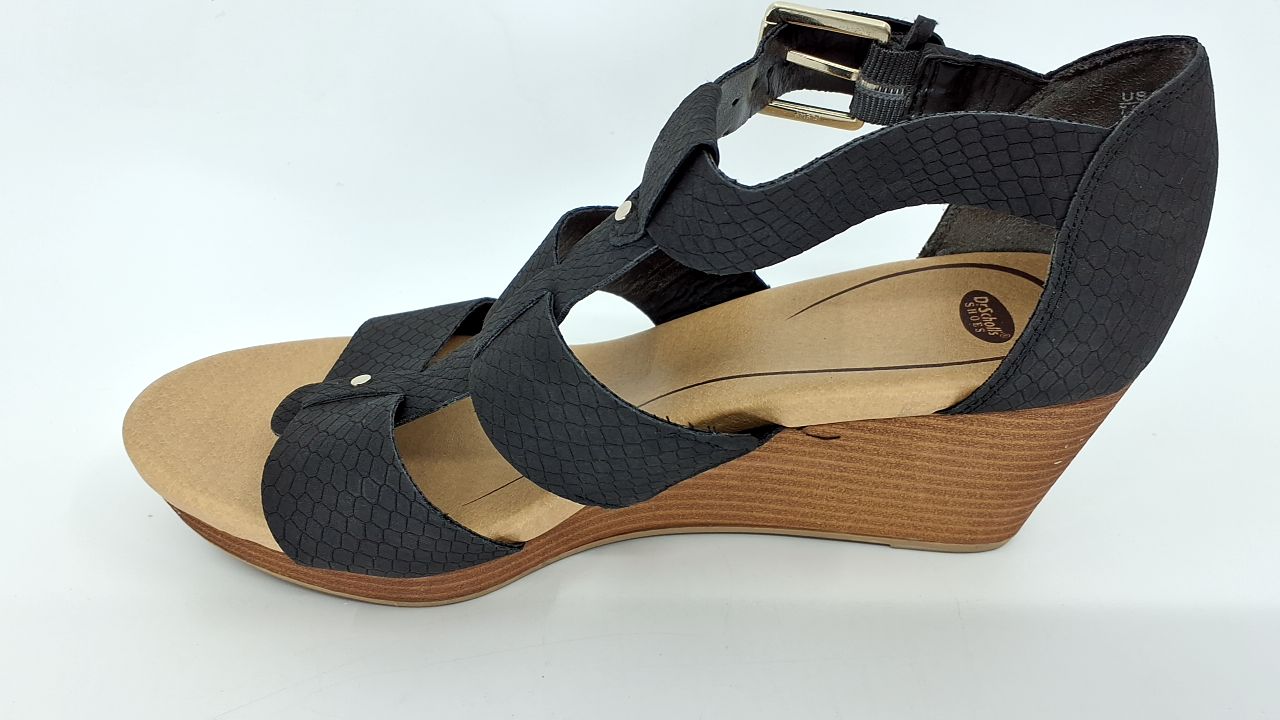 Dr. Scholl's Shoes Women's Barton Wedge Platform Sandal,Black Snake Print,7.5 - Image 7