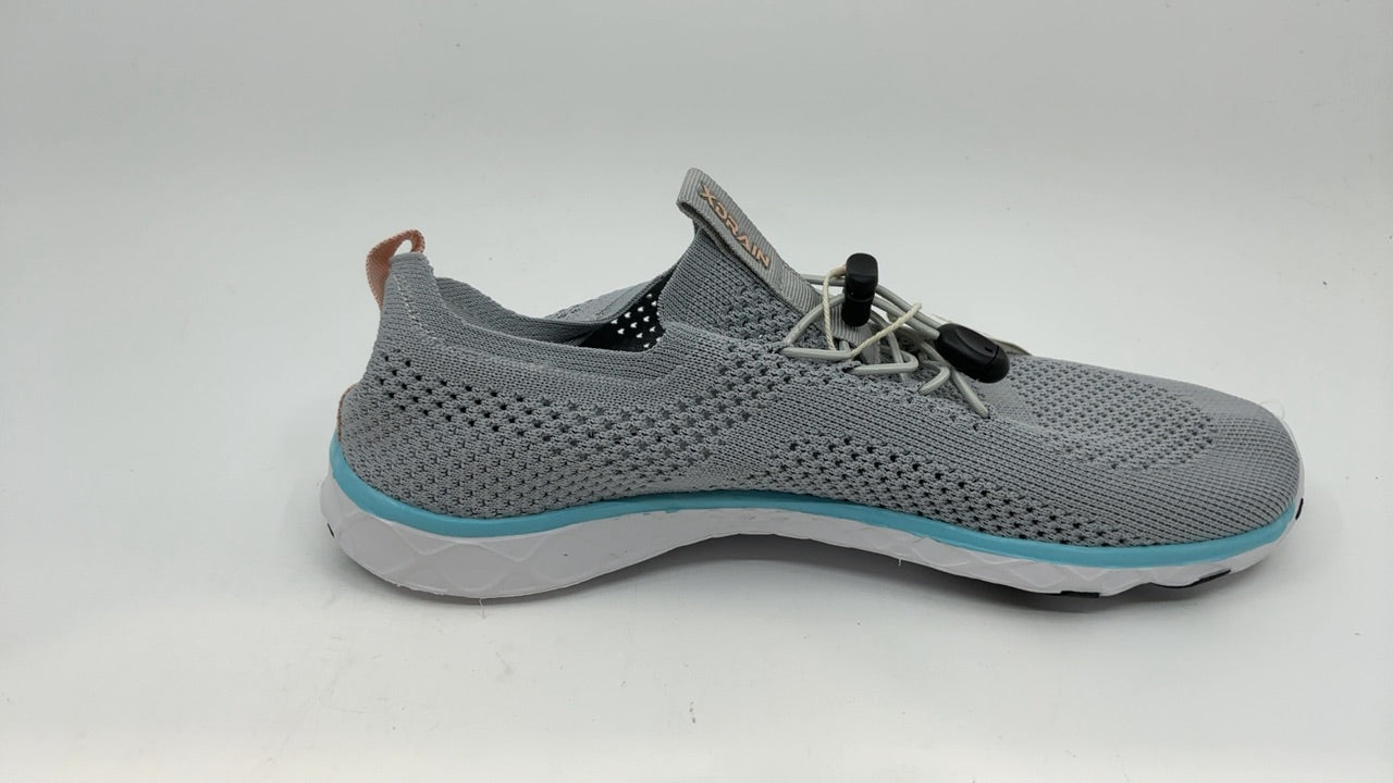 KOLILI Arch Support Aqua Water Shoes Aerobics, Quick Drying Sport Watershoes, Slip on Tennis Sneaker for Walking, Drain Sole Watershoes for Summing Beach Travel Lt Gray/Aqua 8.5 - Image 2