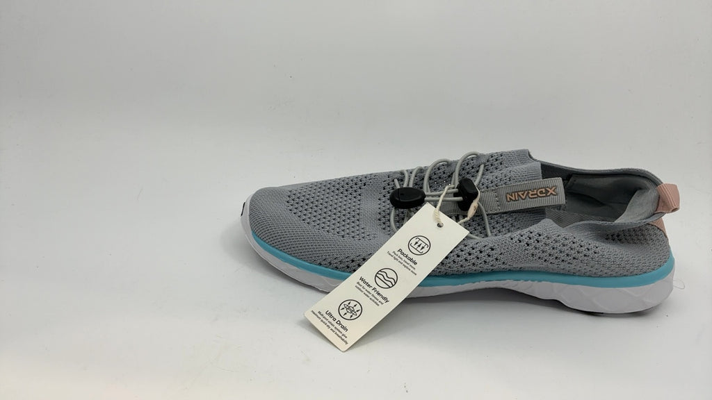 KOLILI Arch Support Aqua Water Shoes Aerobics, Quick Drying Sport Watershoes, Slip on Tennis Sneaker for Walking, Drain Sole Watershoes for Summing Beach Travel Lt Gray/Aqua 8.5 - Image 3