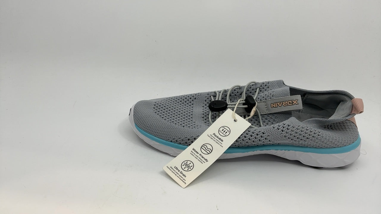 KOLILI Arch Support Aqua Water Shoes Aerobics, Quick Drying Sport Watershoes, Slip on Tennis Sneaker for Walking, Drain Sole Watershoes for Summing Beach Travel Lt Gray/Aqua 8.5 - Image 3