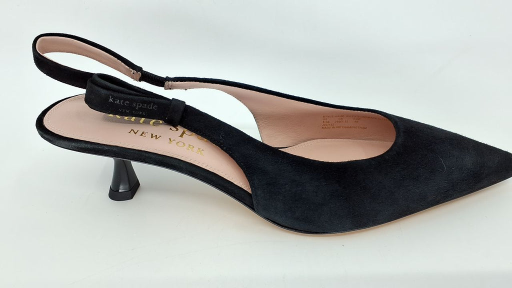 kate spade new york Women's Riley Slingback Kitten Heel, Black Suede, 9.5 - Image 6