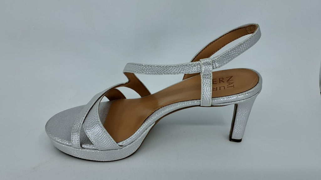 Naturalizer Womens Abby Heeled Sandal Silver Textured 8 M - Image 2