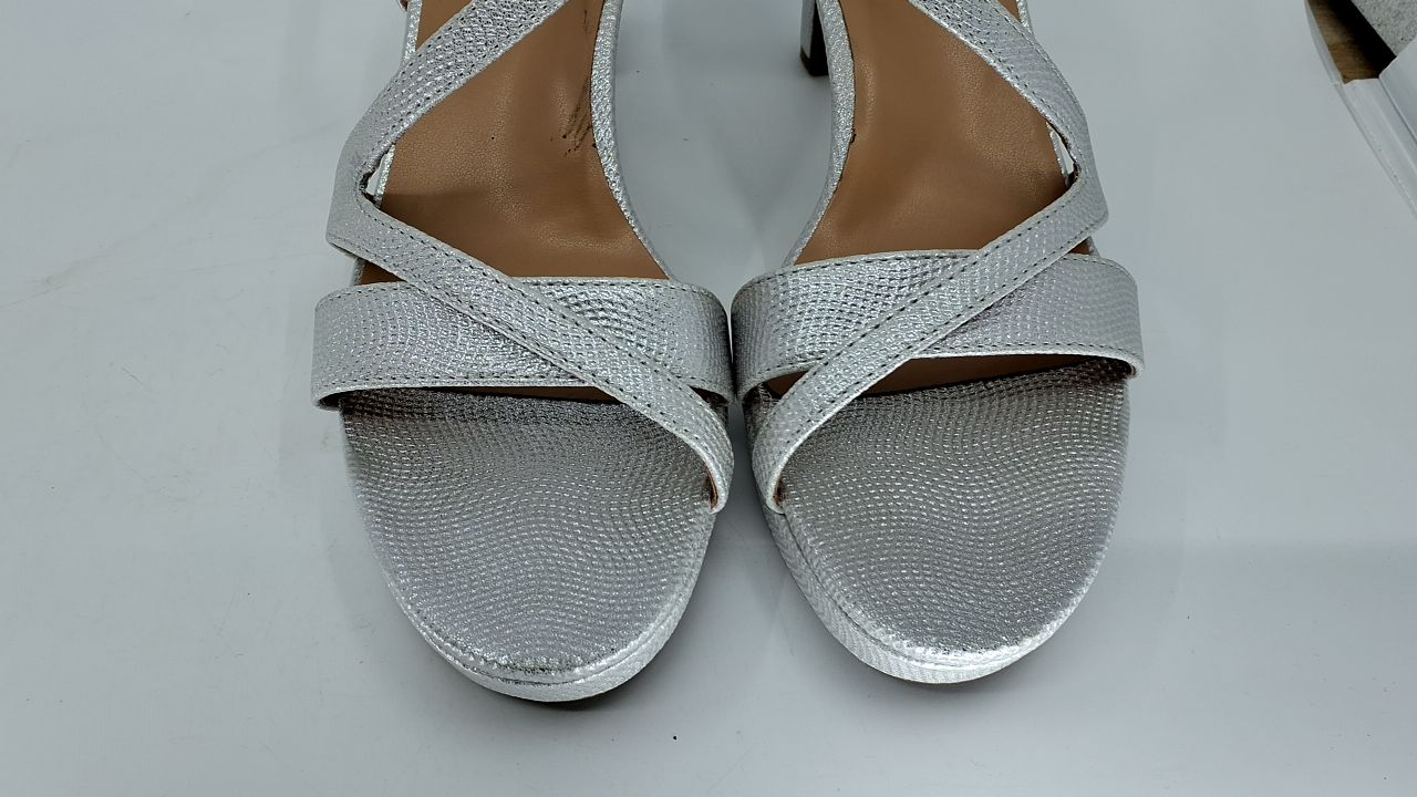 Naturalizer Womens Abby Heeled Sandal Silver Textured 8 M - Image 5
