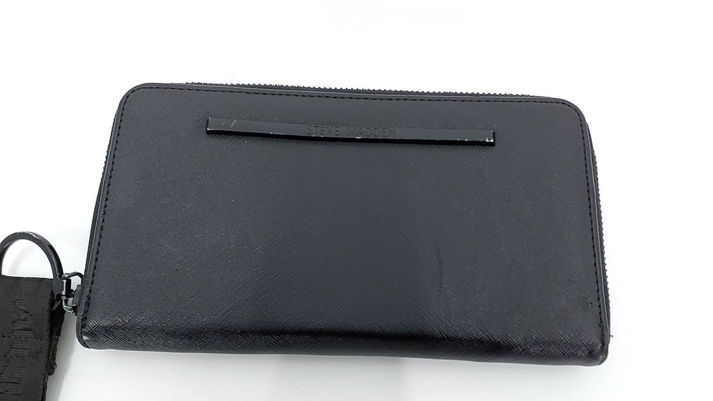 Steve Madden Bzip-Web Zip Around Wallet Wristlet (Black w/Black) - Image 5