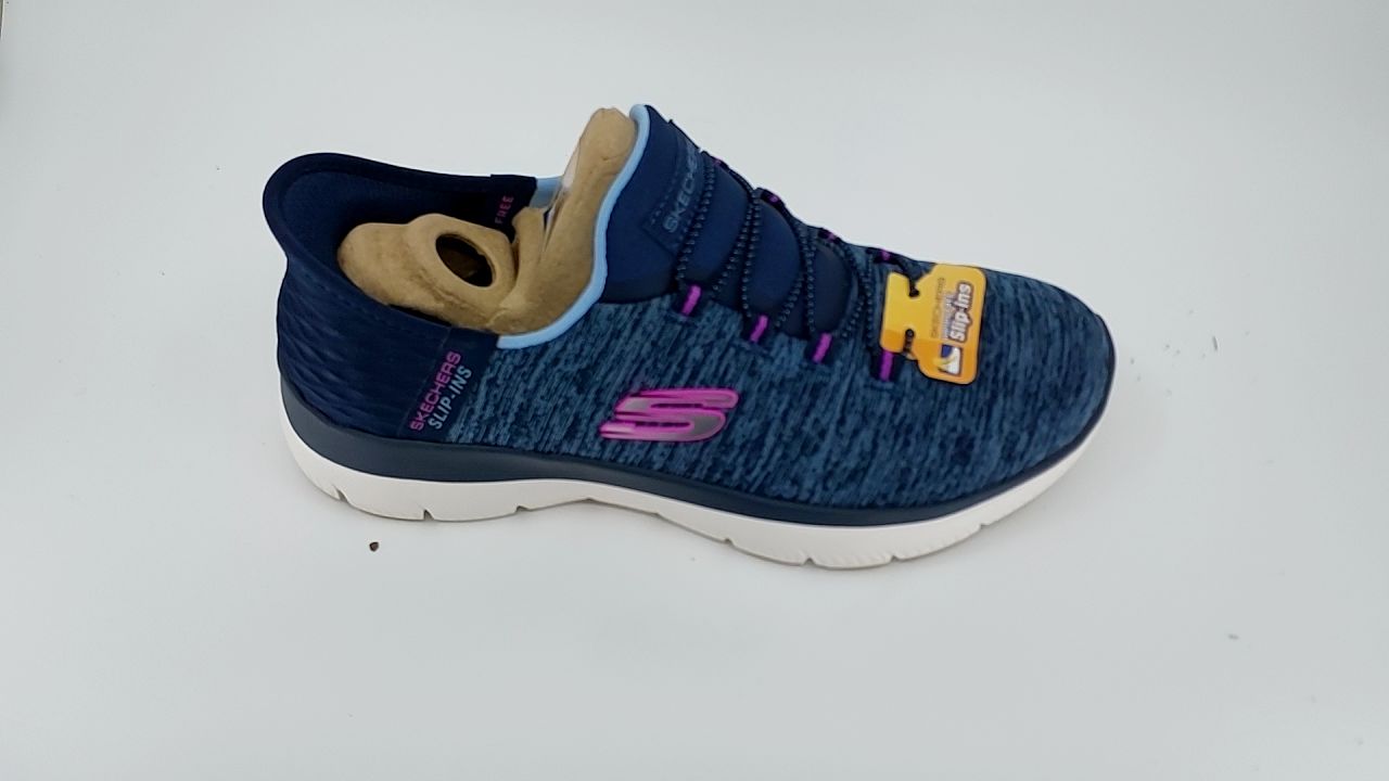Skechers Women's Summits Hands-Free Slip-Ins – Memory Foam Insole, Heel Pillow, Vegan Materials Sneaker, Navy Purple, 6 - Image 2