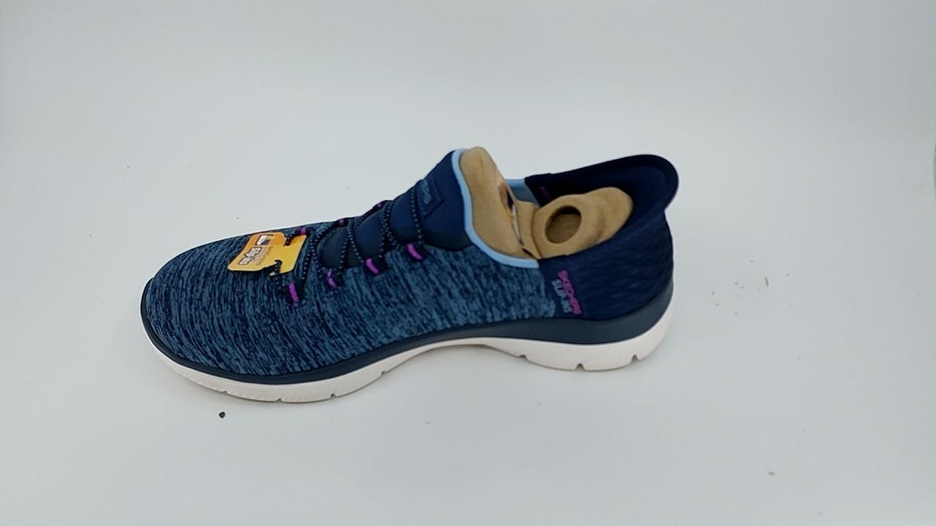 Skechers Women's Summits Hands-Free Slip-Ins – Memory Foam Insole, Heel Pillow, Vegan Materials Sneaker, Navy Purple, 6 - Image 4