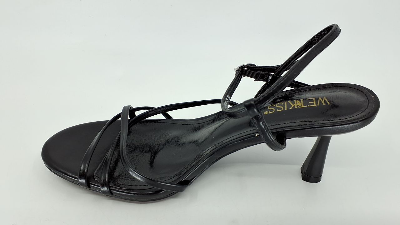 wetkiss Black Heels Women - Strappy Low Kitten Heels Comfortable Sandals Round Open Toe for Going Out Dressy Adjustable Ankle Strap, Black, Size 9 - Image 2