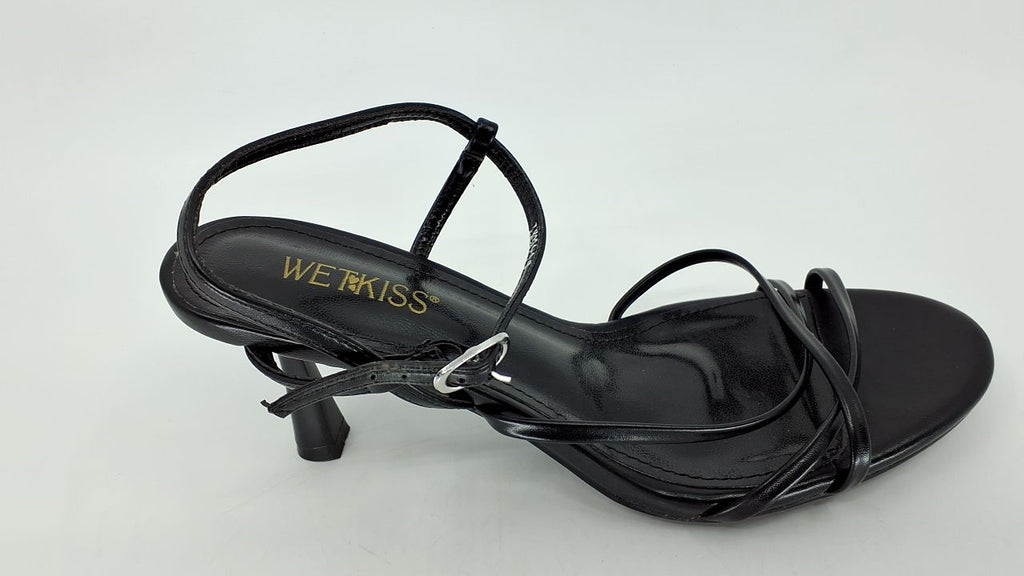 wetkiss Black Heels Women - Strappy Low Kitten Heels Comfortable Sandals Round Open Toe for Going Out Dressy Adjustable Ankle Strap, Black, Size 9 - Image 3
