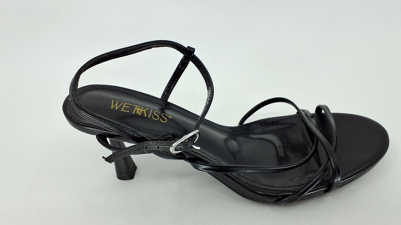 wetkiss Black Heels Women - Strappy Low Kitten Heels Comfortable Sandals Round Open Toe for Going Out Dressy Adjustable Ankle Strap, Black, Size 9 - Image 3