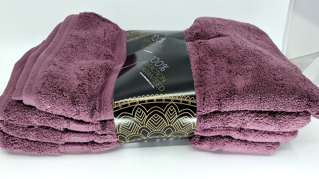 Superior Egyptian Cotton Pile Hand Towel Set of 4, Ultra Soft Luxury Towels, Thick Plush Essentials, Absorbent Heavyweight, Guest Bath, Hotel, Spa, Home Bathroom, Shower Basics, Plum - Image 6