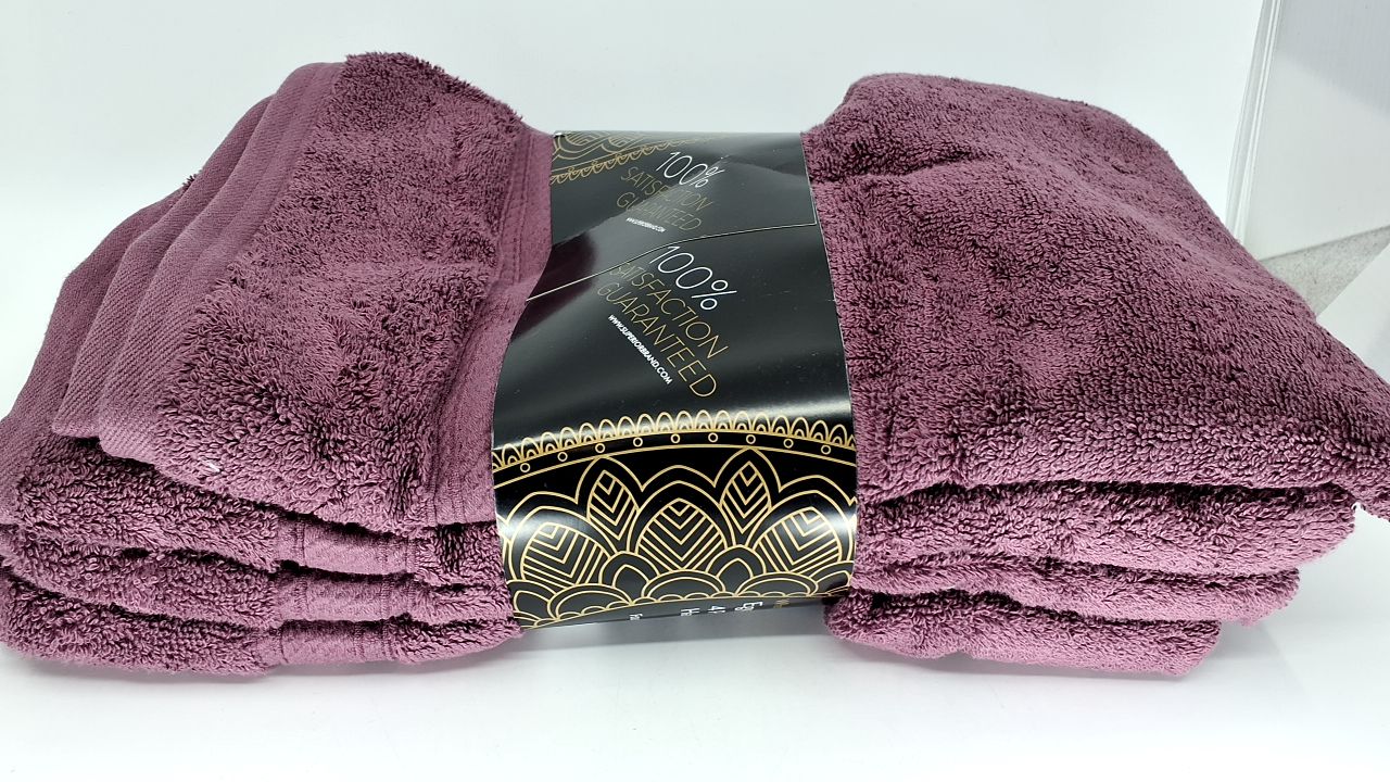 Superior Egyptian Cotton Pile Hand Towel Set of 4, Ultra Soft Luxury Towels, Thick Plush Essentials, Absorbent Heavyweight, Guest Bath, Hotel, Spa, Home Bathroom, Shower Basics, Plum - Image 6