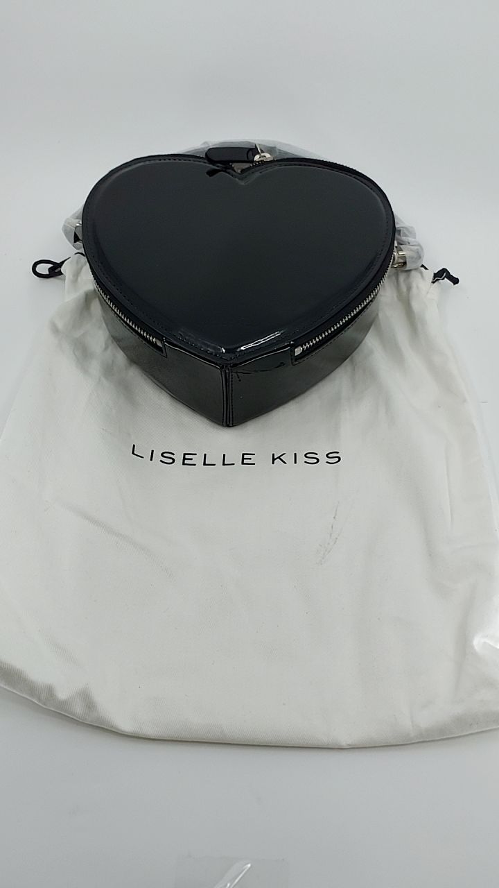 Liselle Kiss Harley Heart Top Handle Crossbody Bag, Black Glossy - Image 2