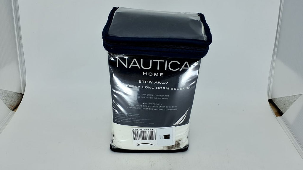 Nautica - Twin XL Size Bed Skirt, Prewashed 100% Cotton Twill with a 42" Drop, Split Corners & Reinforced Top Panel, Machine Washable Bedding (Solid White) - Image 2