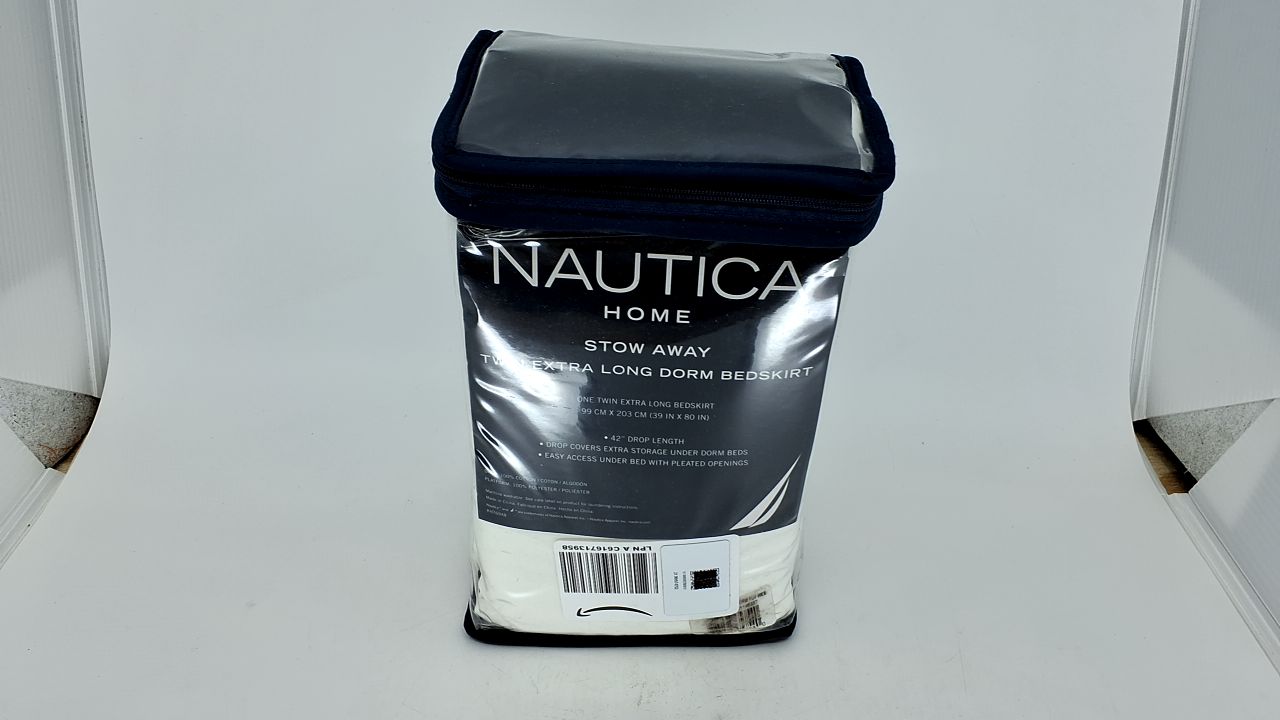 Nautica - Twin XL Size Bed Skirt, Prewashed 100% Cotton Twill with a 42" Drop, Split Corners & Reinforced Top Panel, Machine Washable Bedding (Solid White) - Image 2
