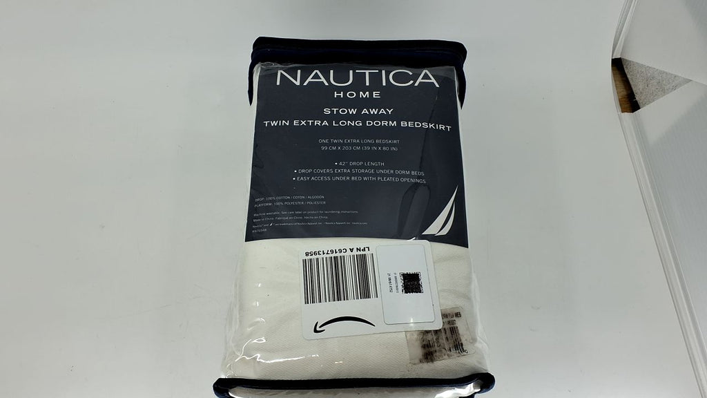 Nautica - Twin XL Size Bed Skirt, Prewashed 100% Cotton Twill with a 42" Drop, Split Corners & Reinforced Top Panel, Machine Washable Bedding (Solid White) - Image 3