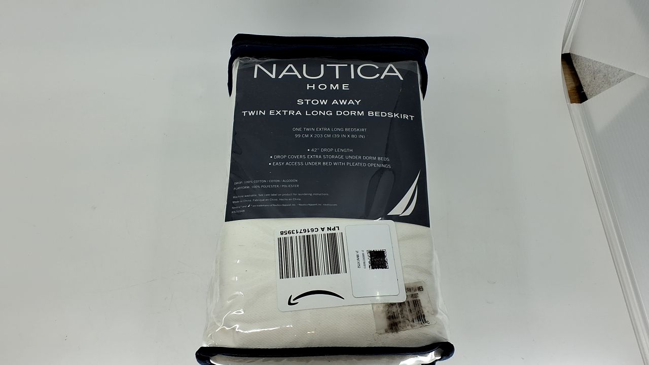 Nautica - Twin XL Size Bed Skirt, Prewashed 100% Cotton Twill with a 42" Drop, Split Corners & Reinforced Top Panel, Machine Washable Bedding (Solid White) - Image 3