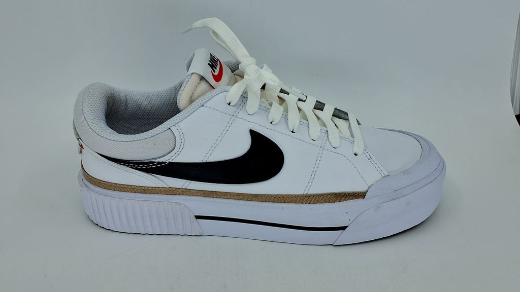 Nike Women's Court Legacy Lift Shoes, White/Black-Hemp-Team Orange, 8.5 - Image 2