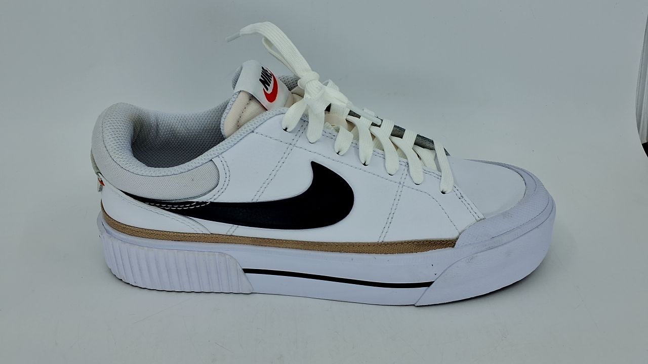 Nike Women's Court Legacy Lift Shoes, White/Black-Hemp-Team Orange, 8.5 - Image 2