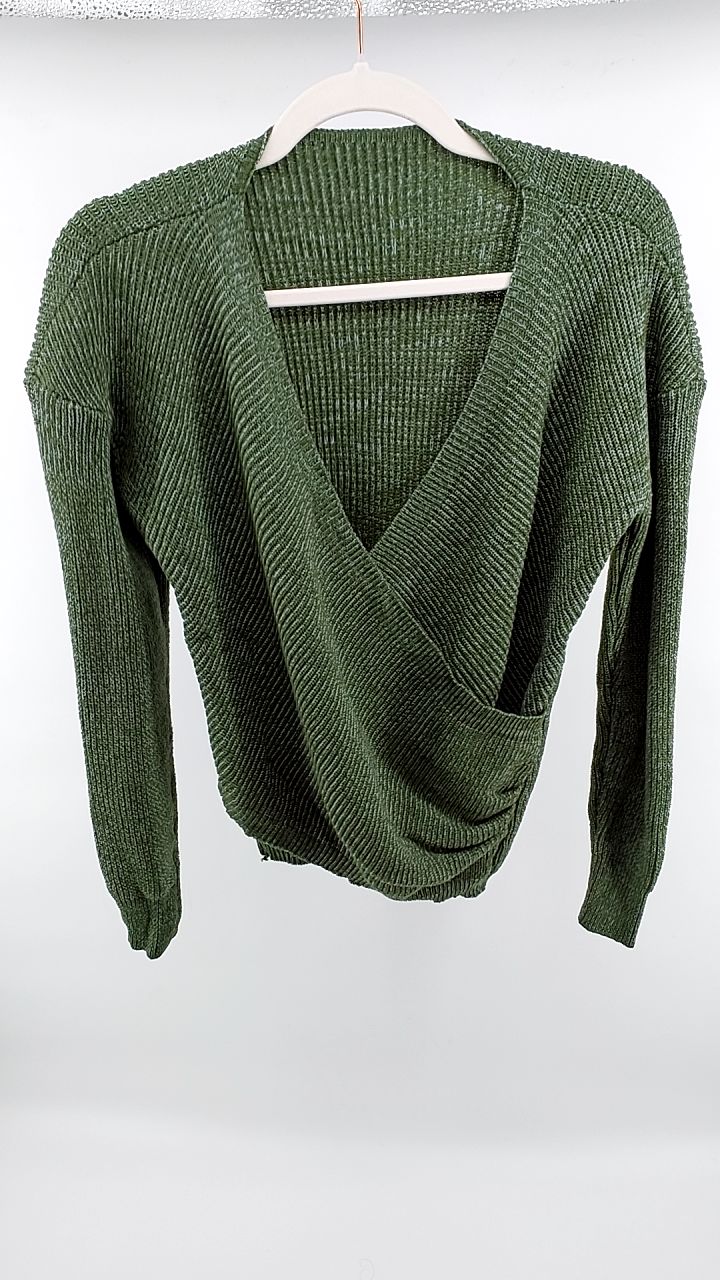 Surplice Long Sleeve Knit Top