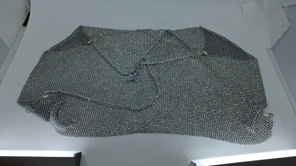 Sexy Sparkly Tops for Women, Deep V Neck Crop Tank Tops Backless Rhinstone Cami Medium - Image 2
