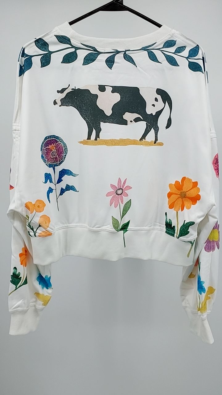 Printed Round Neck Dropped Shoulder Sweatshirt
