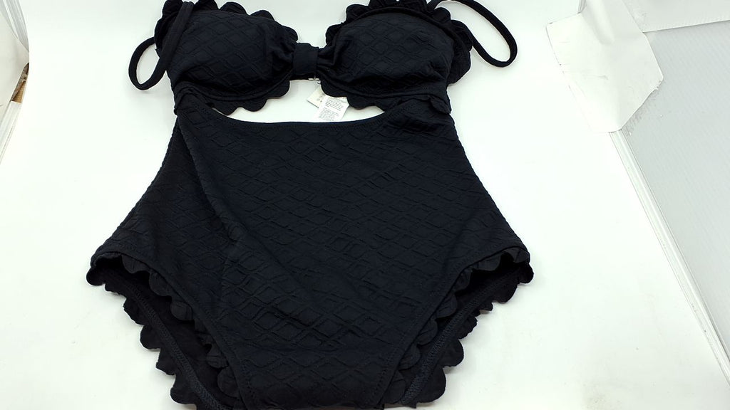 CUPSHE Women's One Piece Swimsuit Sexy Black Cutout Scallop Trim Bathing Suit, S - Image 2