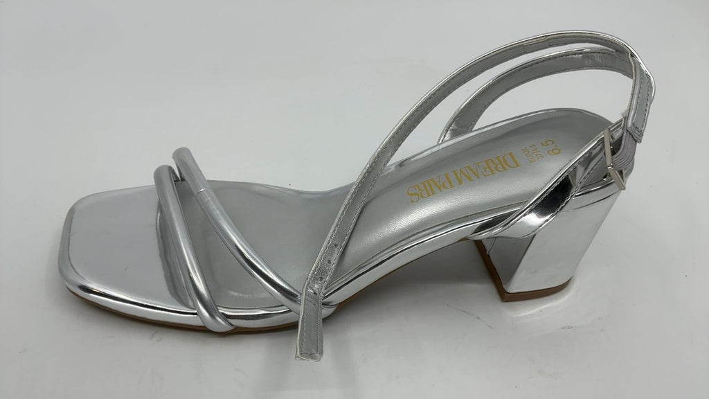 DREAM PAIRS Women's Chunky Strappy Heels Square Open Toe Ankle Buckle Low Heels Sandals for Daily Wedding Party Dress,Size 6.5,Silver,SDHS2496W - Image 2