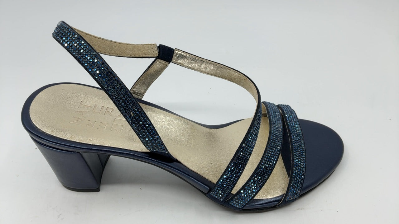 Naturalizer Womens Vanessa2 Rhinestone Embellished Strappy Heeled Sandal ,French Navy Blue,7W - Image 3