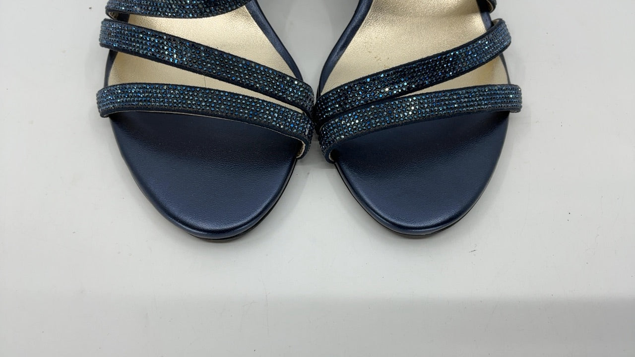 Naturalizer Womens Vanessa2 Rhinestone Embellished Strappy Heeled Sandal ,French Navy Blue,7W - Image 5
