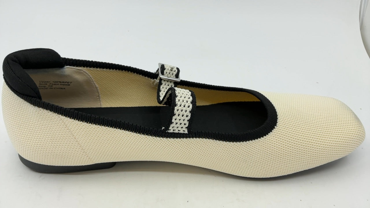Ailixcozy Ballet Flats for Women, Square Toe Mary Jane Shoes Comfortable Dressy Flats Adjustable Straps Washable Knit Casual Office Shoes with Arch Support Latex Insole - Image 3
