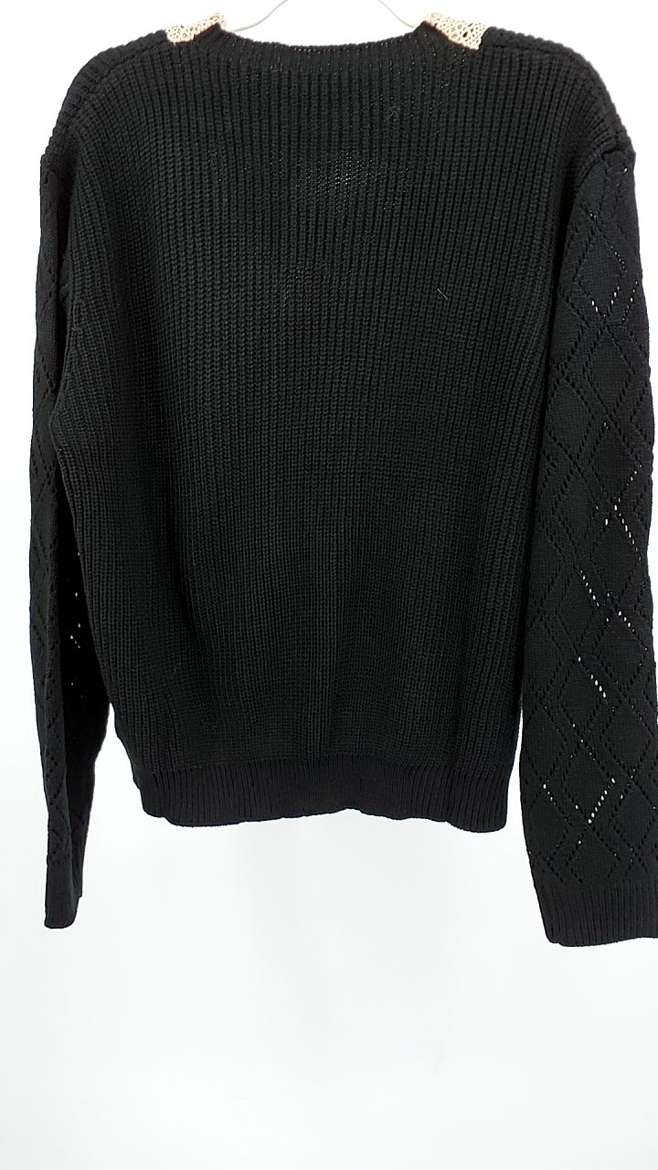 Openwork V-Neck Long Sleeve Sweater