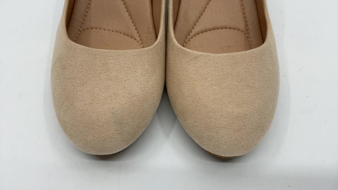 mysoft Women's Pumps Low Chunky Block Heel Round Toe Comfortable Dress Shoes Nude Suede - Image 5