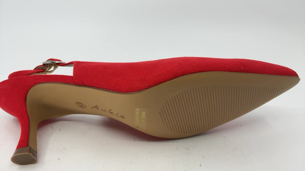 Ankis Slingback Heels for Women Closed Toe Women's Pumps Kitten Heel Wedding Party Casual Dress Shoes Red Suede - Image 4