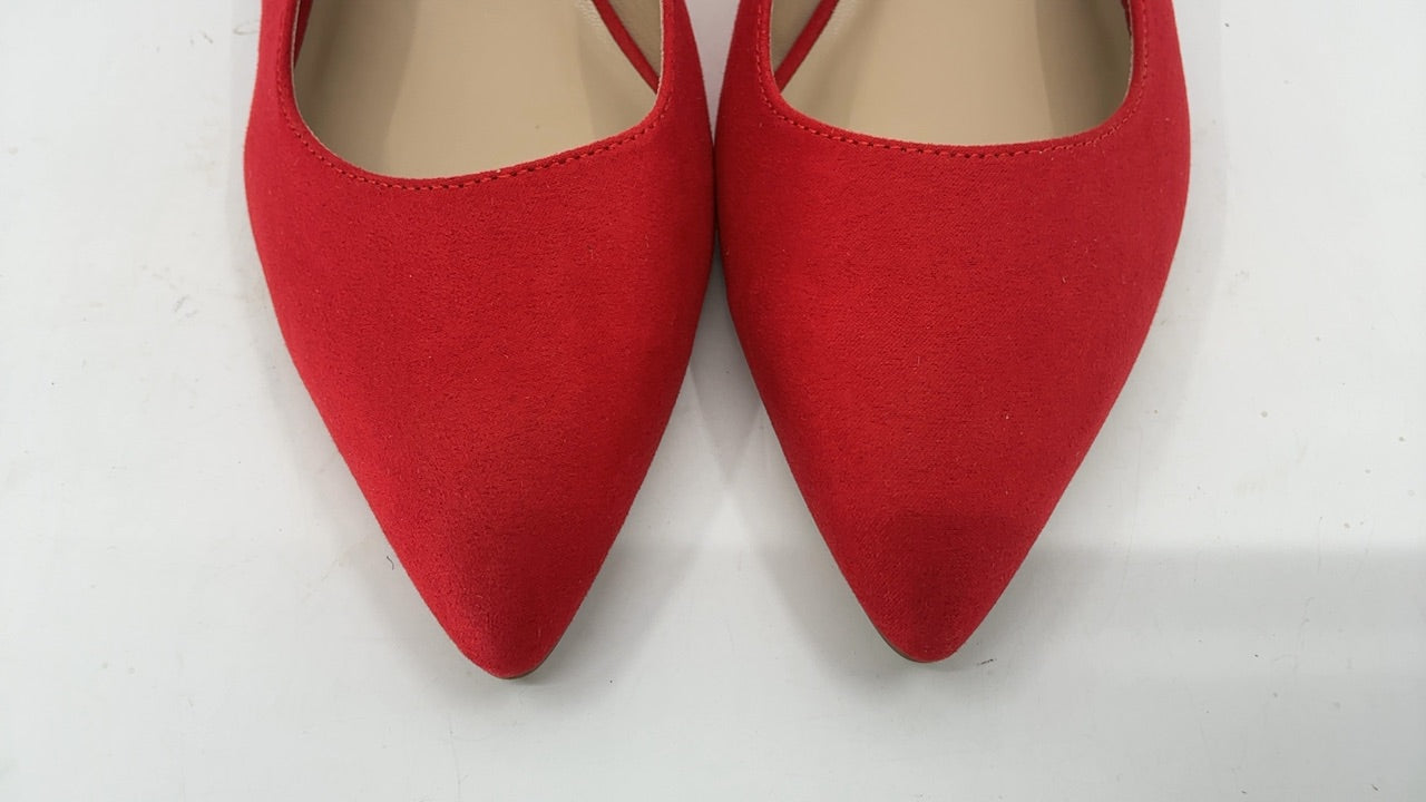 Ankis Slingback Heels for Women Closed Toe Women's Pumps Kitten Heel Wedding Party Casual Dress Shoes Red Suede - Image 5