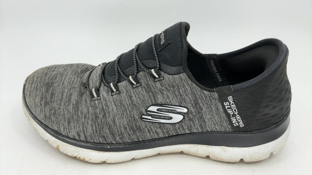 Skechers Women's Summits Hands-Free Slip-Ins – Memory Foam Insole, Heel Pillow, Vegan Materials Sneaker, Black White, 8.5 Wide - Image 2