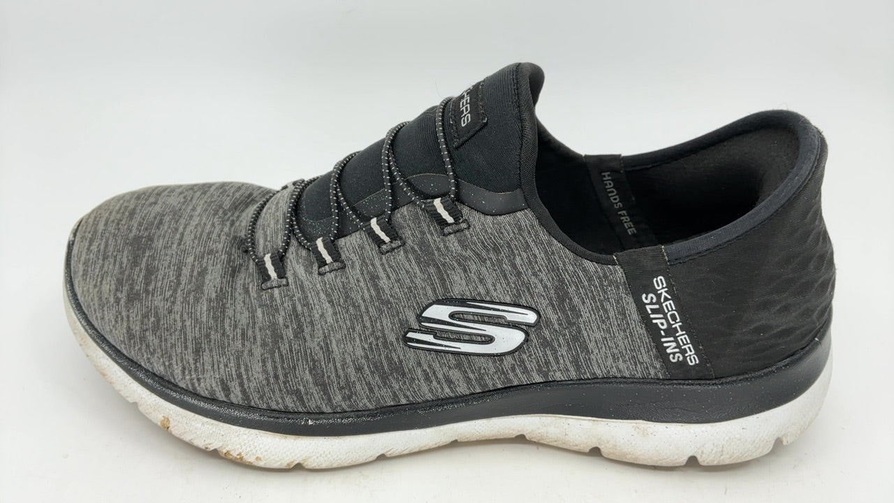 Skechers Women's Summits Hands-Free Slip-Ins – Memory Foam Insole, Heel Pillow, Vegan Materials Sneaker, Black White, 8.5 Wide - Image 2