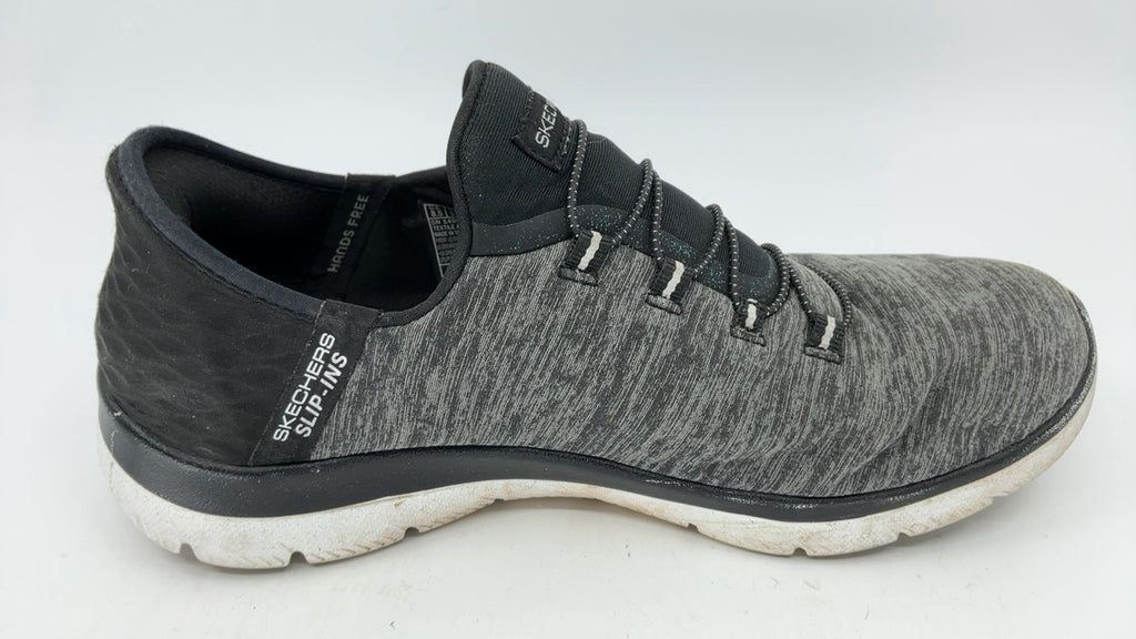 Skechers Women's Summits Hands-Free Slip-Ins – Memory Foam Insole, Heel Pillow, Vegan Materials Sneaker, Black White, 8.5 Wide - Image 3