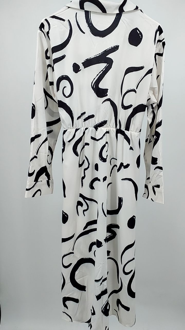 Printed Collared Neck Shirt Dress