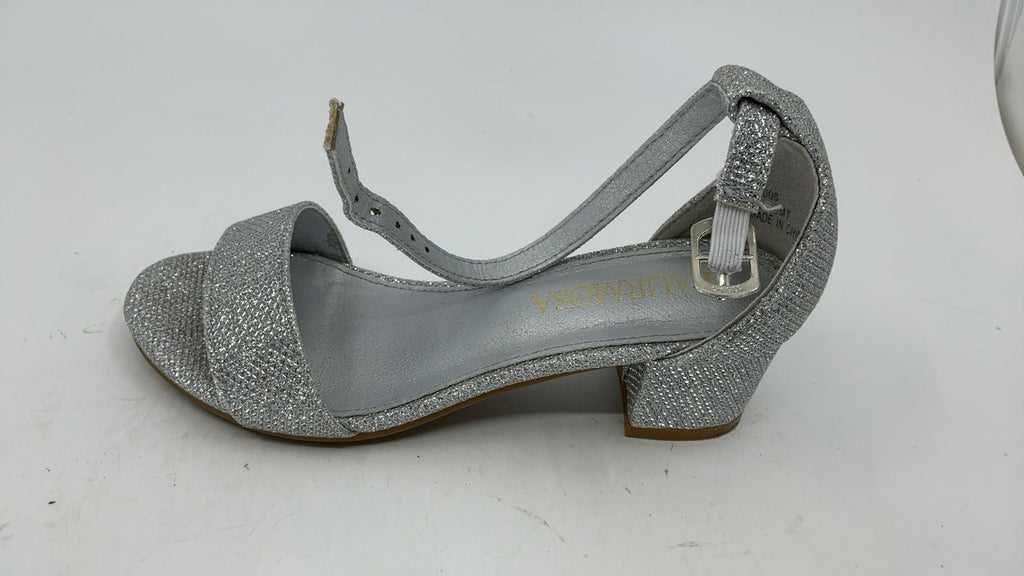 LAURMOSA Girls Silver Dress Shoes Sparkly Heels for Tween Kids High Heels Size 13 Flower Girls Cute Fancy Shoes for Wedding Pageant Party Kids Dress Sandals(L1008GlSilver 13) - Image 2