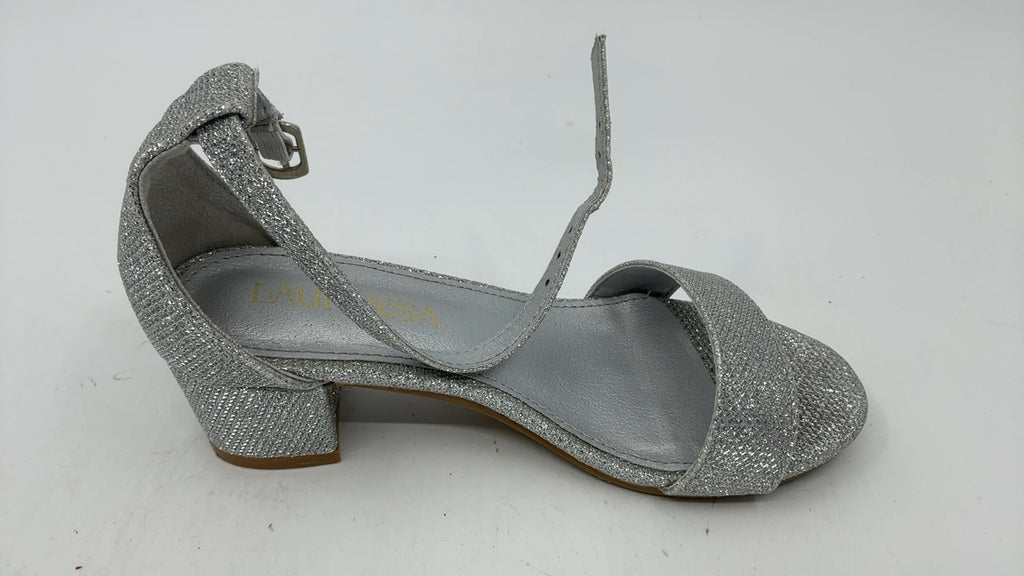 LAURMOSA Girls Silver Dress Shoes Sparkly Heels for Tween Kids High Heels Size 13 Flower Girls Cute Fancy Shoes for Wedding Pageant Party Kids Dress Sandals(L1008GlSilver 13) - Image 3