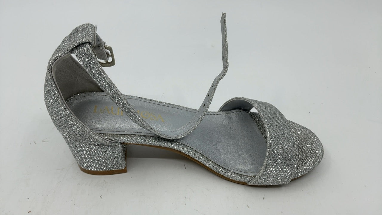 LAURMOSA Girls Silver Dress Shoes Sparkly Heels for Tween Kids High Heels Size 13 Flower Girls Cute Fancy Shoes for Wedding Pageant Party Kids Dress Sandals(L1008GlSilver 13) - Image 3