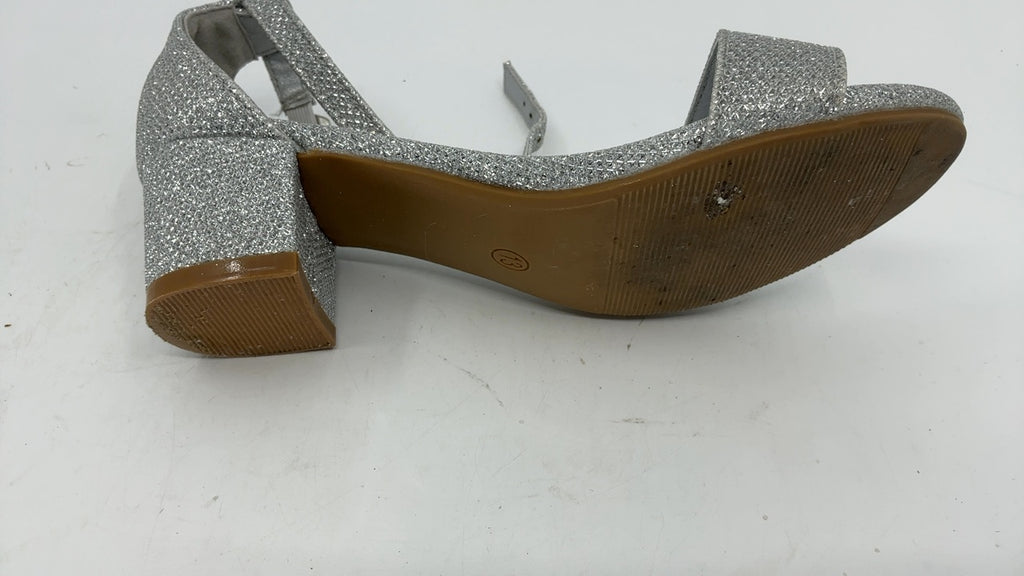 LAURMOSA Girls Silver Dress Shoes Sparkly Heels for Tween Kids High Heels Size 13 Flower Girls Cute Fancy Shoes for Wedding Pageant Party Kids Dress Sandals(L1008GlSilver 13) - Image 4
